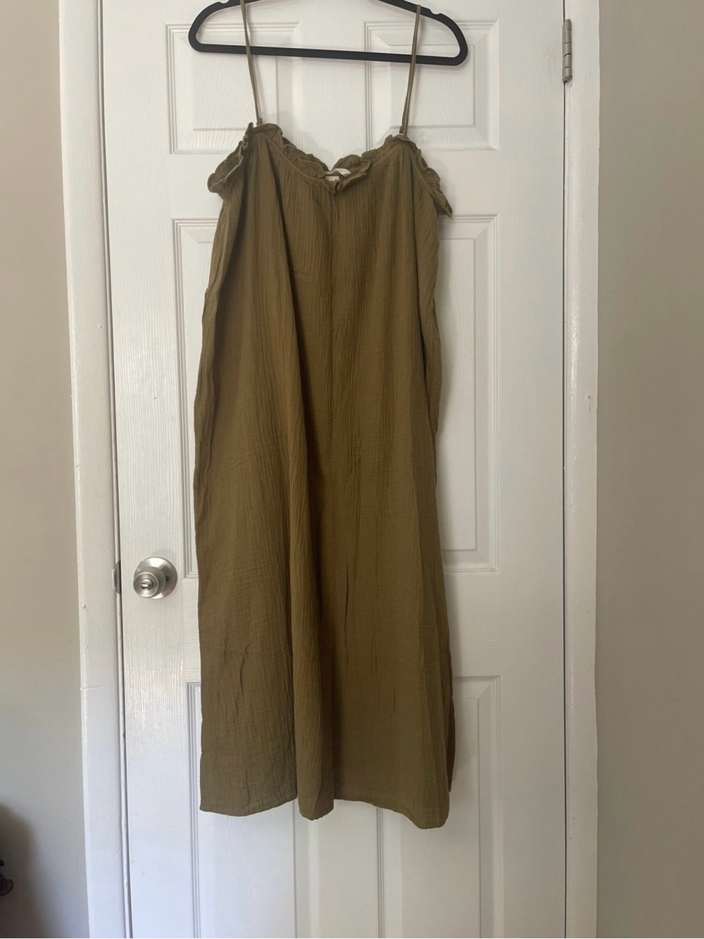 H&M Olive Green Maxi Dress with Spaghetti Straps